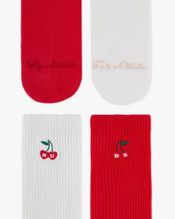 Nude Project Calcetines Quote Marfil/Rojo 2Xpack Sale