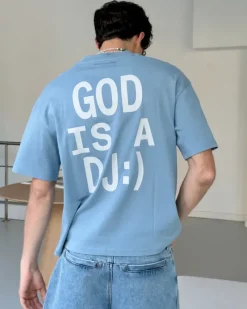 Nude Project Camiseta God is a DJ Azul Cielo Clearance