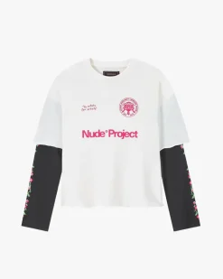 Nude Project Camiseta Manga Larga Patty Waffle Blanca Outlet