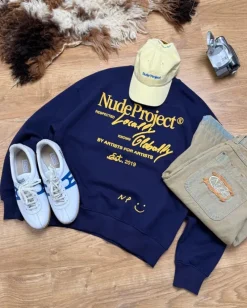 Nude Project Crewneck Global Soon Azul Marino Hot