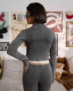 Nude Project Jersey Con Cremallera First Class Gris Oscuro Sale