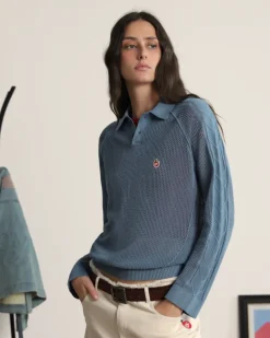 Nude Project Jersey Raglan Polo Azul New