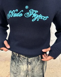 Nude Project Jersey Script Azul Marino Hot
