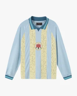Nude Project Lace Football Polo Baby Blue Outlet