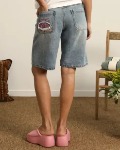 Nude Project Pantalón Corto Denim Flowers Outlet