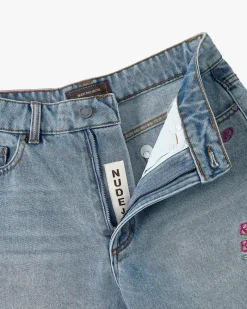 Nude Project Pantalón Corto Denim Flowers Outlet