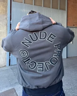 Nude Project Sudadera Boxy Kory Gris Oscuro New