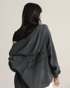 Nude Project Sudadera con Cremallera Global Soon Waffle Gris Oscuro Online