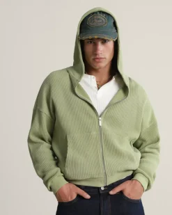 Nude Project Sudadera con Cremallera Global Soon Waffle Verde Discount