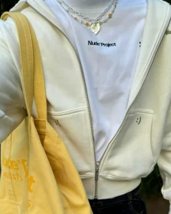 Nude Project Sudadera Con Cremallera God is a DJ Blanco Crema