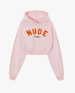 Nude Project Sudadera Cropped Varsity Rosa Outlet